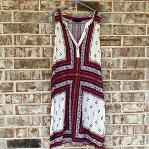 Sanctuary Border Floral Skeeveless Belted Tribal Dress